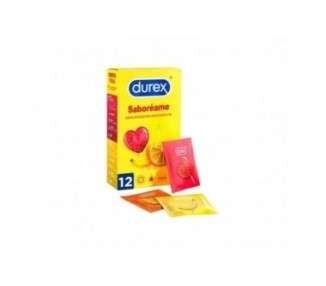 Durex Savoreame Condoms with Fruit Flavors - Strawberry, Banana, Orange and Apple 12 Condoms
