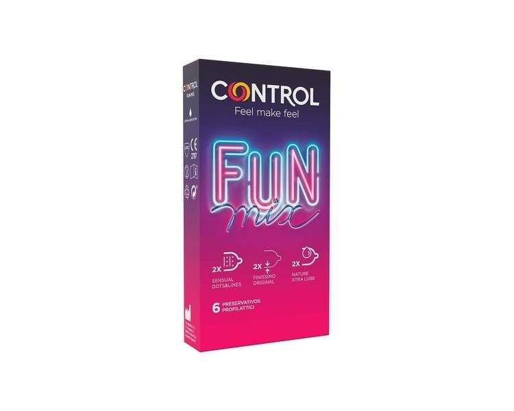 Control Fun Mix Sensual Condoms Box of 6 Assorted Lubricated Condoms 6 count