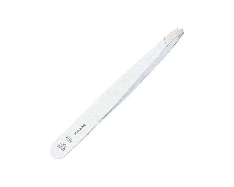 Optima 3.5 inch White Finish Stainless Steel Slant Tip Tweezers