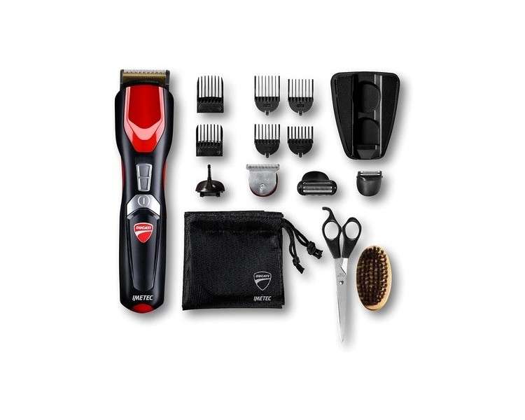 Ducati By Imetec GK 818 Race Beard Trimmer and Trimmer 16 in 1 for Face and Body with Extra Large Titanium Coated Blades Mini-Shaver Body-Shaver Precision Trimmer