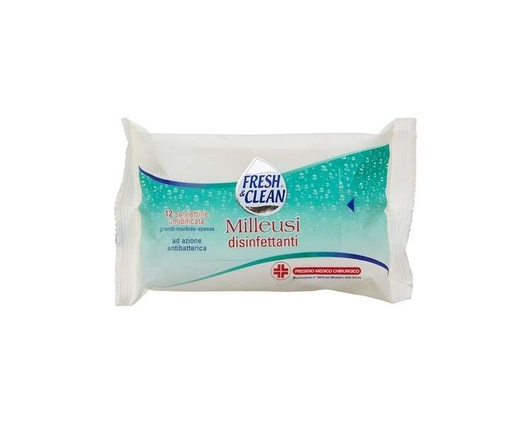 Fresh & Clean Milleusi Disinfectants Wet Wipes Antibacterial Action - Pack of 12