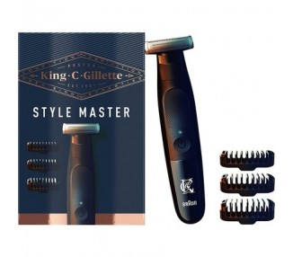 King C. Gillette Style Master Beard Trimmer for Men with 1 Interchangeable 4D Blade and 3 Interchangeable Comb Attachments