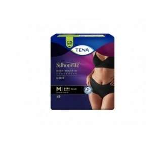TENA Silhouette Plus Black Underwear for Incontinence and Abundant Urine Losses 9 Disposable Panties Black M - Pack of 9