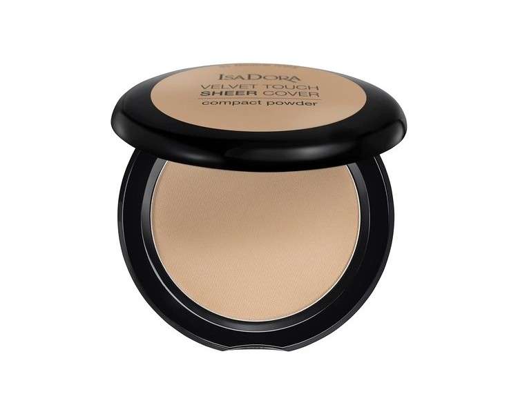 IsaDora Pressed Powder Velvet Touch Sheer Cover Translucent Face Powder Compact Matte Silky Smooth Shine Control Setting Powder Medium Natural Coverage for Warm Skin Tones 45 Neutral Beige