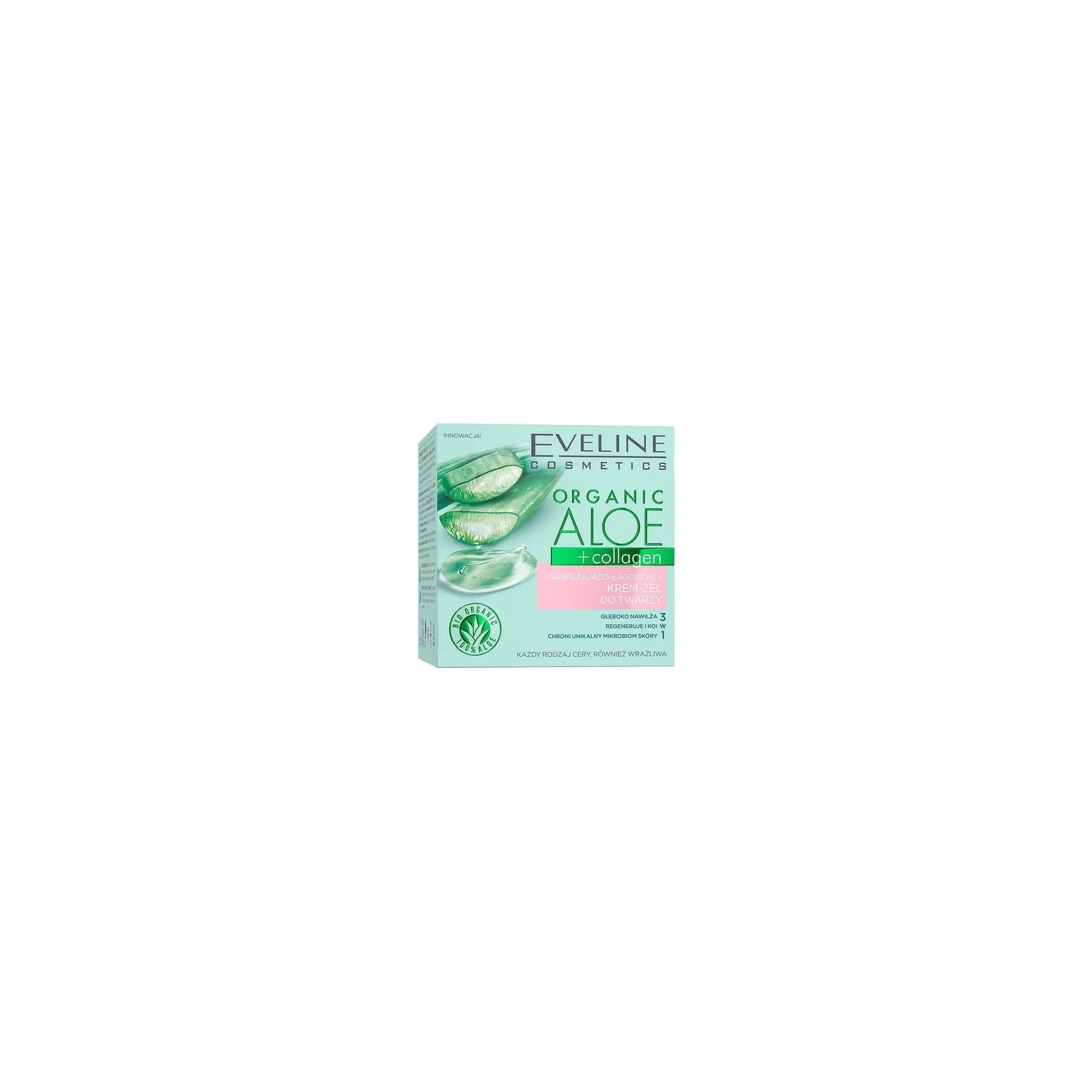 Eveline Cosmetics Organic Aloe + Collagen Moisturizing and Soothing Face Cream Gel 50ml