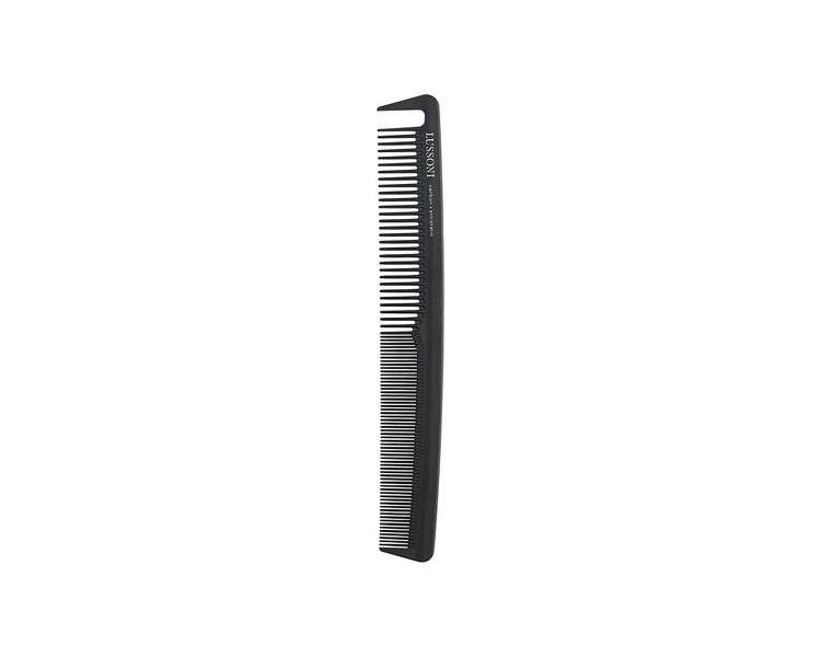 T4B Lussoni Cutting Comb Shatterproof Carbon Hair Cutting Comb for All Hair Types with Antistatic and Negative Ions Coarse and Fine Teeth 126