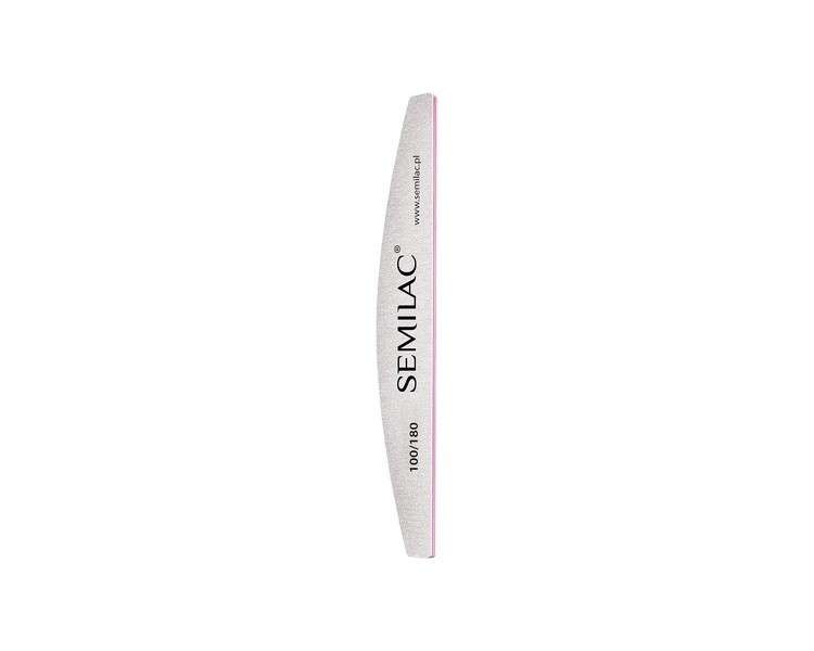 Semilac Half Moon Nail File 100/180 for Manicure and Pedicure - Smooths Natural and Acrylic Nails