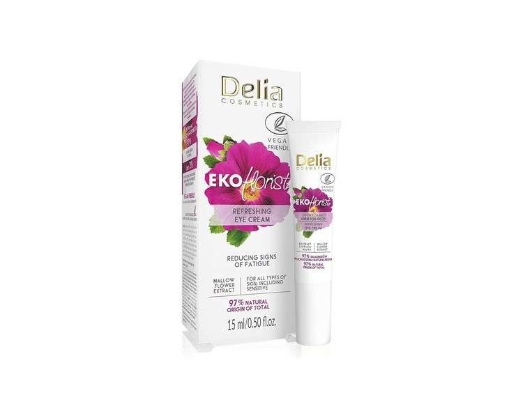 Delia Cosmetics EKOflorist Eye Cream Refreshing Vegan Natural Cosmetic Hyaluronic Acid All Skin Types Regenerates Smoothes Moisturizes Elasticizes Eliminates Signs of Fatigue 15ml