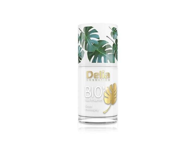 Delia Cosmetics Bio Green Nail Polish - White - Vegan Friendly and Natural Formula for Perfect Coverage and Shine 11ml