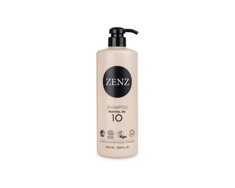 ZENZ Menthol Shampoo 1,000ml - Refreshing Scent of Menthol, Eucalyptus & Vanilla - Silicone Free - Suitable for Fine & Greasy Hair - All Hair Types