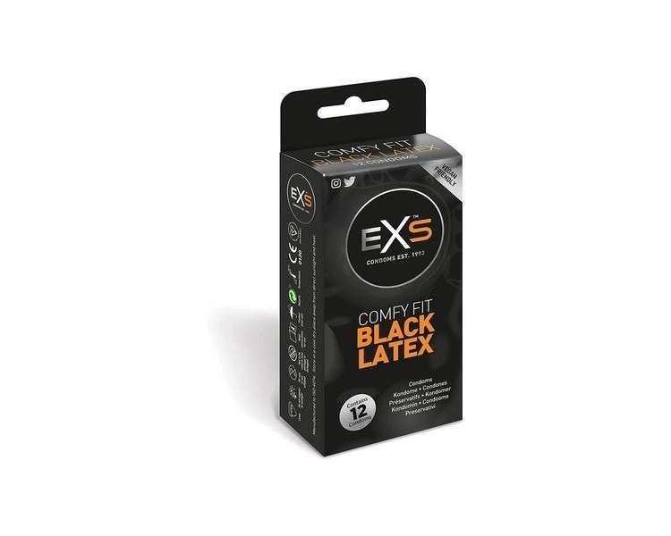 EXS Black Latex Condoms 12 Pack Vegan Coloured