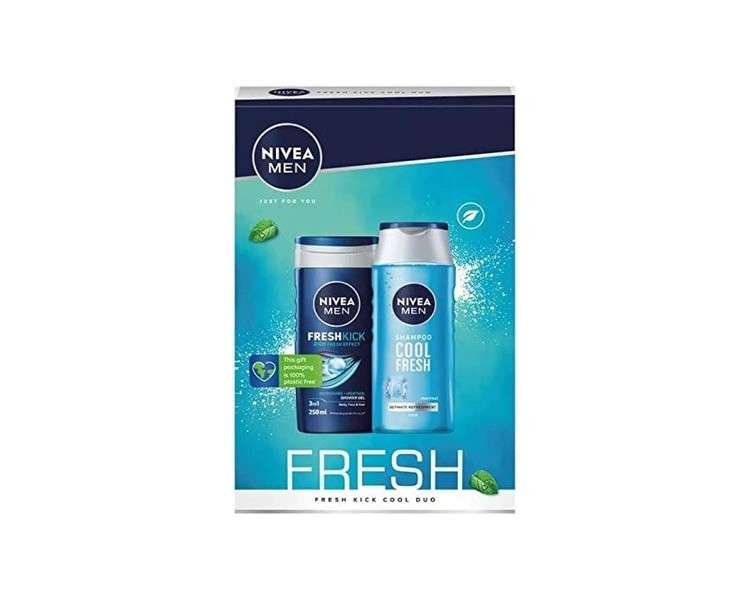 Nivea Men Fresh Kick Duo Set 2pc 250ml Shower Gel & 250ml Shampoo