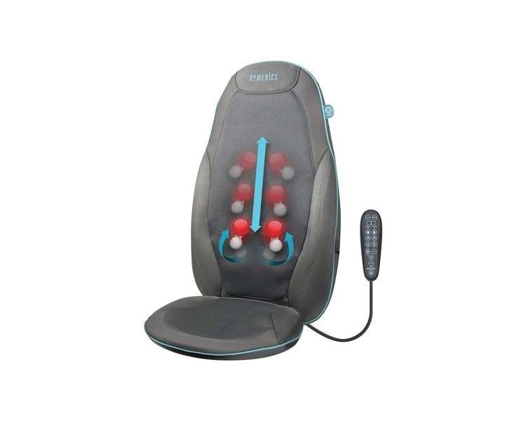 HoMedics Gel Shiatsu Back Massager Seat Cover with Targeted Deep Tissue Massage for Back and Shoulders, Innovative Gel Technology, Shiatsu Gel Nodes and Heat Function - Single