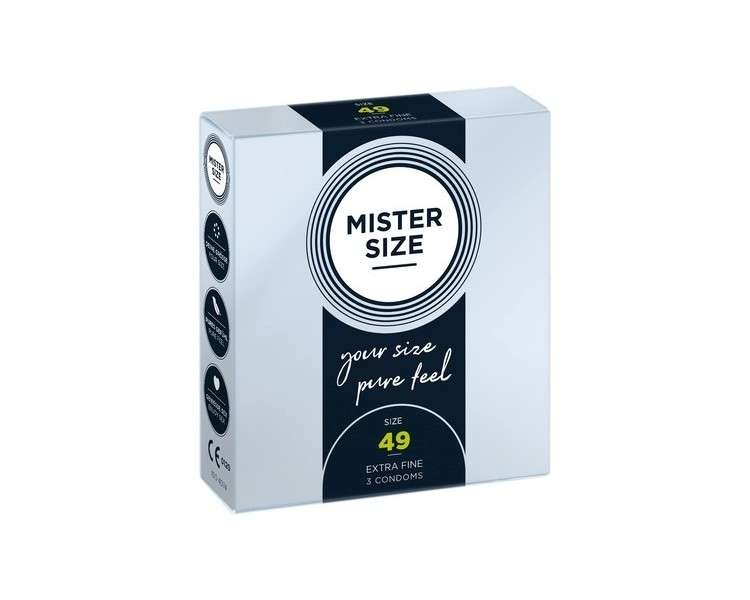 Mister Size Ultra-Sensitive Condoms for Men Extra Thin Extra Fine Extra Lube Made from 100% Natural Rubber Latex in Your Size XS - S Real Feel Pack of 3 49mm