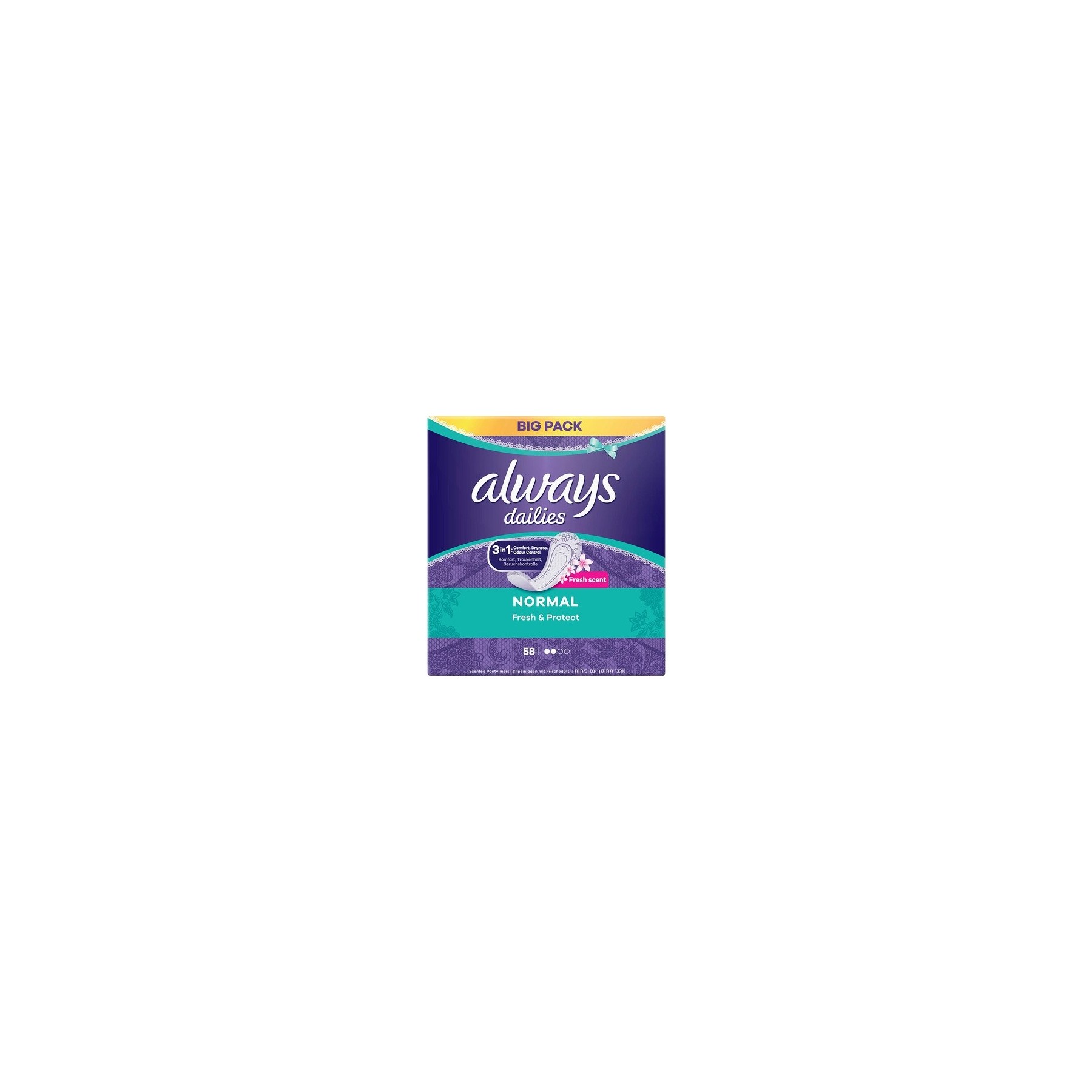 Always Dailies Fresh and Protect Normal Fresh Panty Liners 58 Count