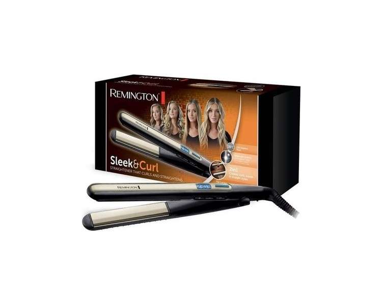 Remington Sleek & Curl Hair Straightener with Rounded Design and Ultra-Tourmaline Ceramic Coating LCD Display 150-230°C
