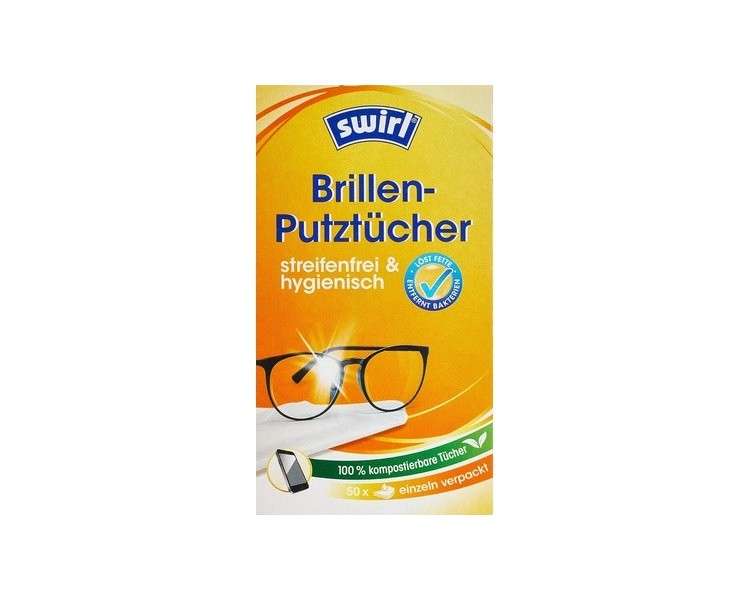 Swirl Glasses Cleaning Wipes - Alcohol-based Moist Glasses Cleaning Wipes with Anti-Fog Effect for Clear Vision