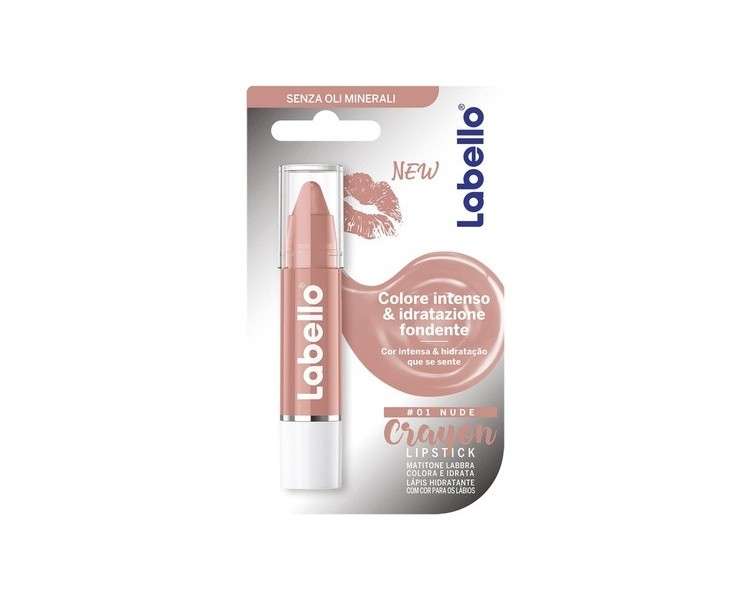 Labello Nude Colored Lip Balm 1 Lipstick Color and Moisturize Lip Pencil Mineral Oils and Parabens Free