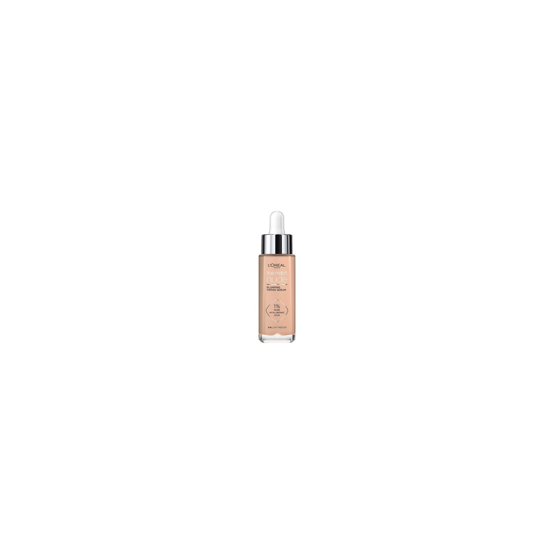 L'Oreal Paris True Match Tinted Serum Foundation with 1% Hyaluronic Acid 30ml Shade 3-4 Light-Medium