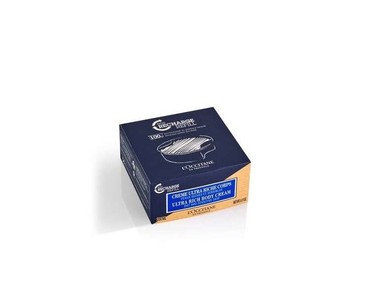 L'Occitane Ultra Rich Body Cream Refill 6.9 oz with Organic Shea Butter Sensitive-Skin Vegan Jasmine Scent