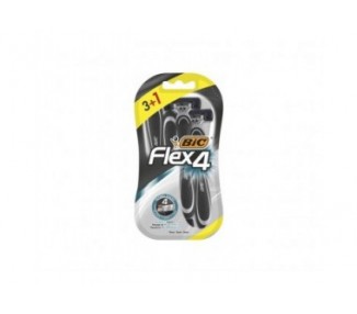 Bic Flex 4 Men's Razor with Lubricating Strip and Pivoting Head for a Smooth, Precise Shave 4 Count - Pack of 4