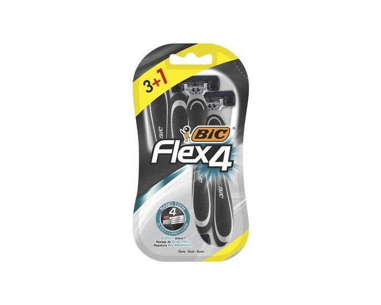 Bic Flex 4 Men's Razor with Lubricating Strip and Pivoting Head for a Smooth, Precise Shave 4 Count - Pack of 4