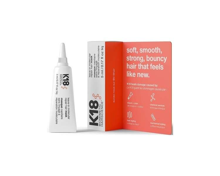K18 Biomimetic Hairscience Leave-In Molecular Repair Hair Mask 5ml 1g