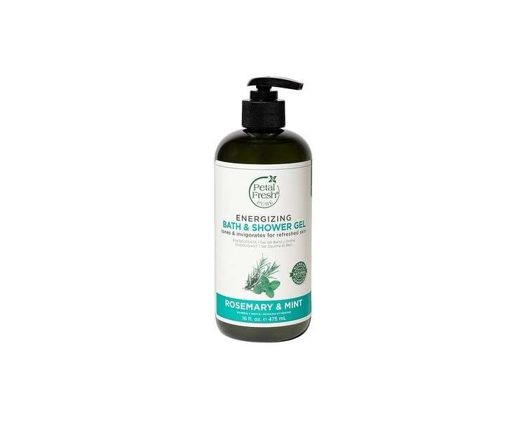 Petal Fresh Rosemary & Mint Bath & Shower Gel Pure Energizing Body Gel 16 oz