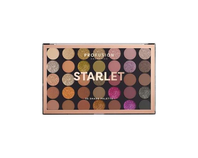 Profusion Cosmetics Starlet 35 Shade Master Eyeshadow Palette - Golden Neutrals to Deep Berries and Glamorous Glitters