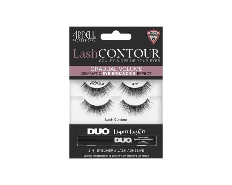 Ardell Lash Contour 372 Gradual Volume Dramatic Eye-Enhancing Effect with DUO Line It Lash It Adhesive Black