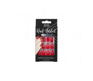 ARDELL Nail Addict Cherry Red Press On Nails with Glue and File - 24 Artificial Nails for Beautiful Fingernails - Long Tips