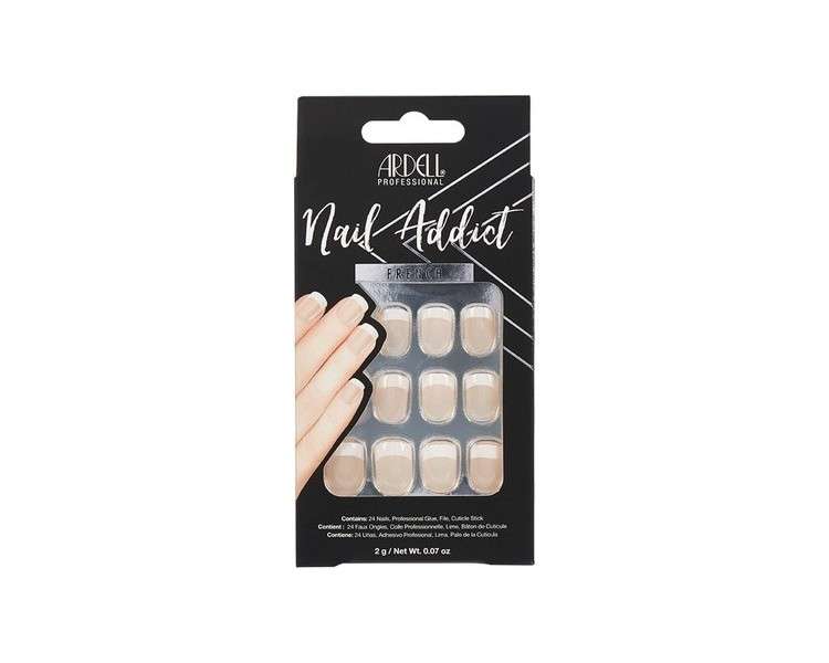 ARDELL Nail Addict Classic French Press On Nails with Glue and File - 24 Artificial Nails