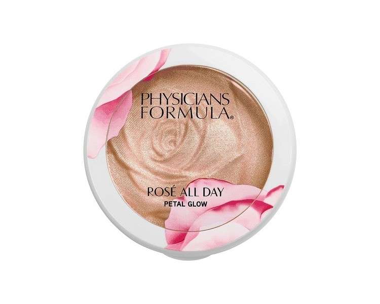 Physicians Formula Rose All Day Petal Glow Face Powder Highlighter with Pearl Finish for All Skin Tones - Soft Petal