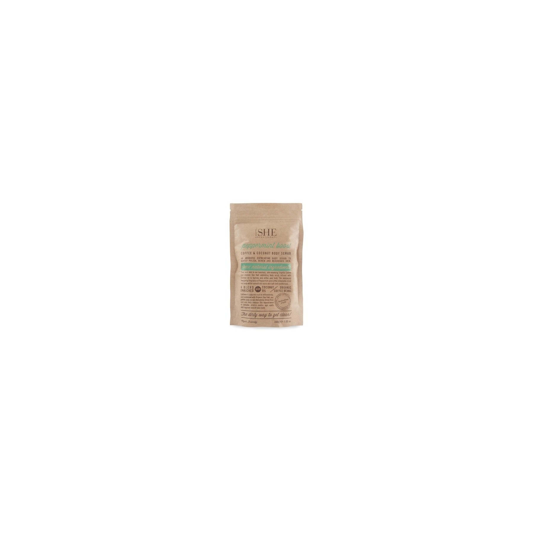 Om She Coffee & Coconut Body Scrub 200g Peppermint Boost Coconut Almond Peppermint Coffee