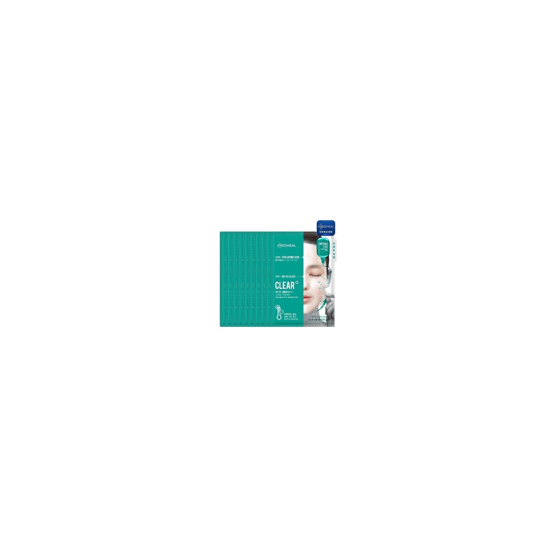 MEDIHEAL Capsule 100 BIO Seconderm CLEAR α Mask Pack 23ml + HYALURONIC 4ml