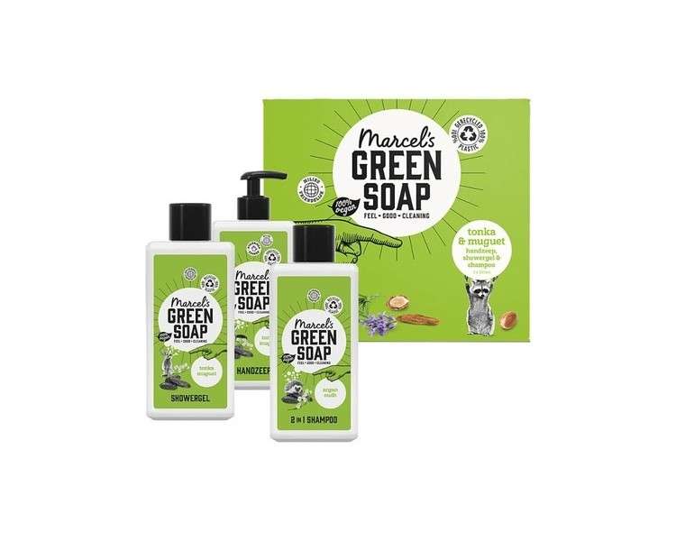 Marcel's Green Soap Gift Box Tonka & Muguet Hand Soap 2-in-1 Shampoo Shower Gel 250ml