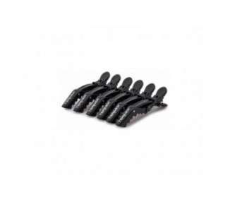 Termix Set of 6 Professional Hair Clips Soft Touch Style Matte Black Color - Pack of 6