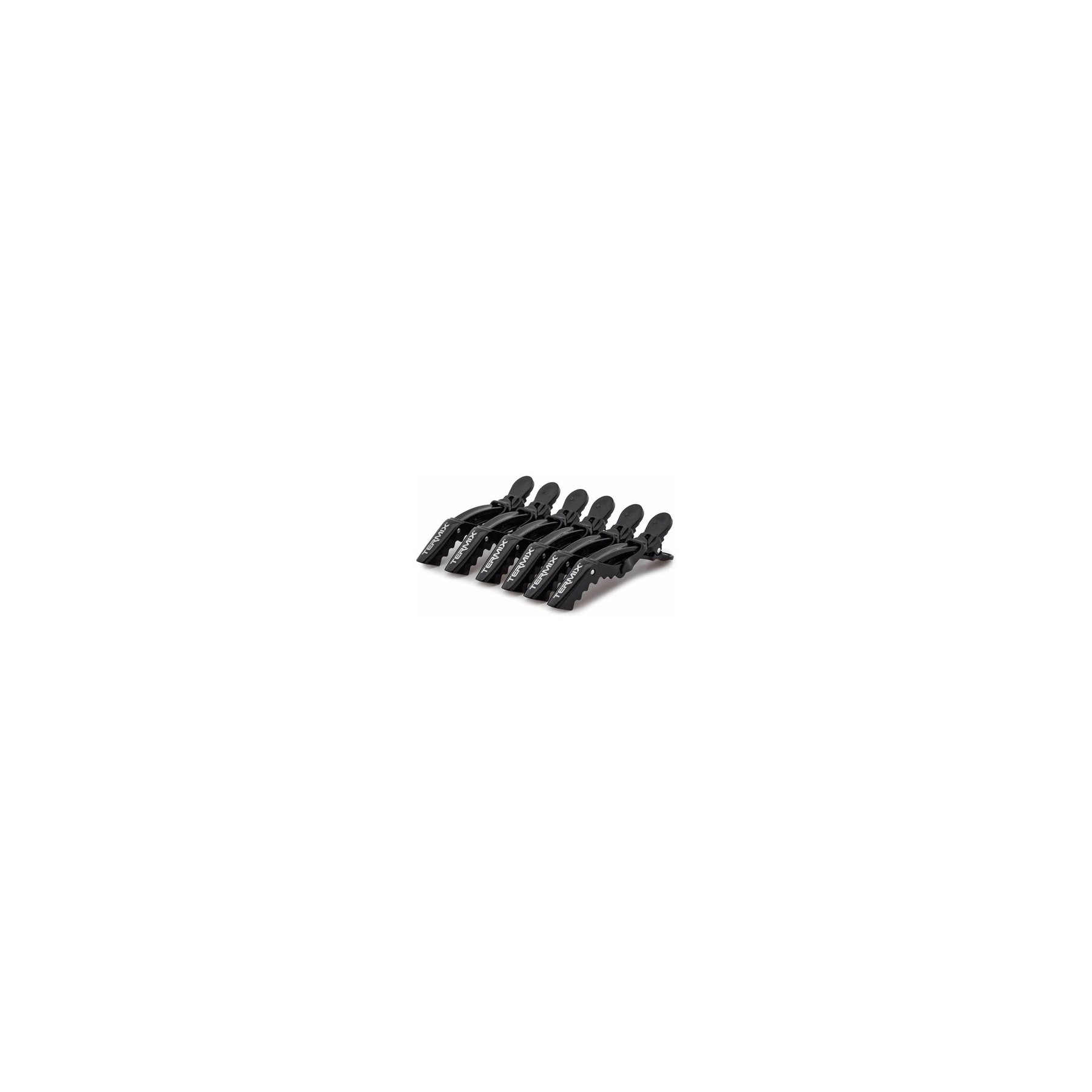 Termix Set of 6 Professional Hair Clips Soft Touch Style Matte Black Color - Pack of 6