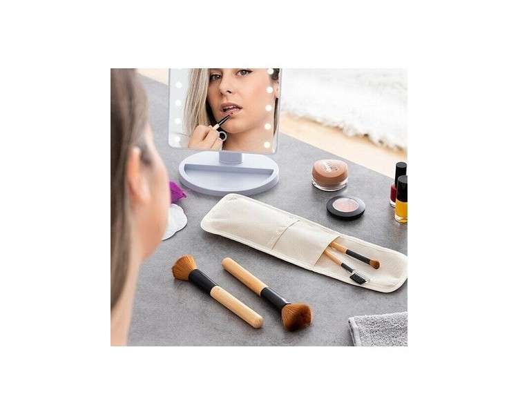 Wooden Makeup Brush Set with Travel Bag InnovaGoods 5 Pieces