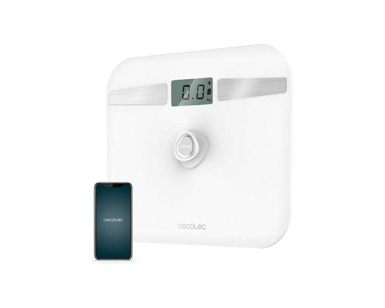 Cecotec Surface Precision EcoPower 10200 Smart Health Bathroom Scale with Push Button High Security Tempered Glass Surface Precision Sensors App 10200 Smart Healthy White/Dark Grey Heather