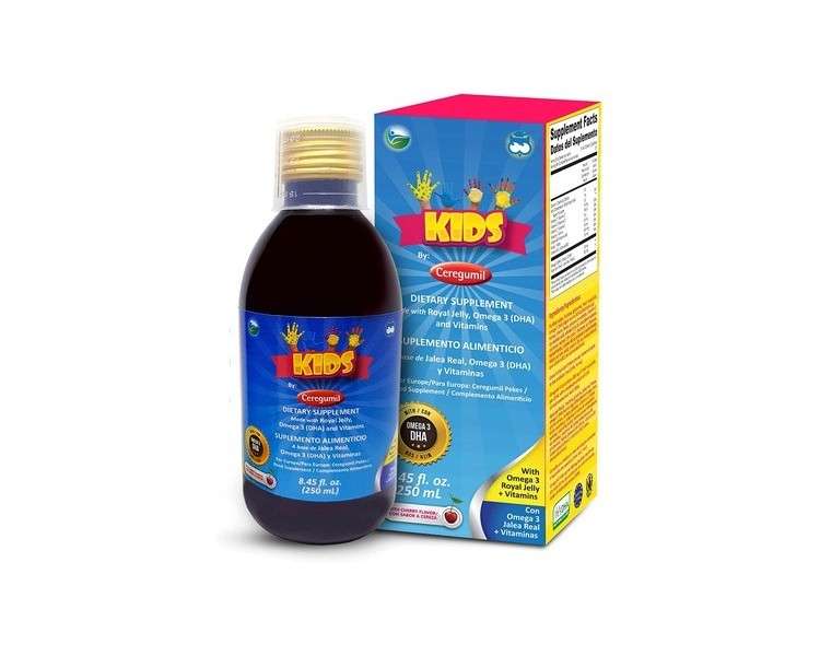 Ceregumil Kids Vitamins with Royal Jelly Omega 3 from Algae Vitamins C D3 B6 and B12 Multivitamin Liquid Cherry Flavor 250ml
