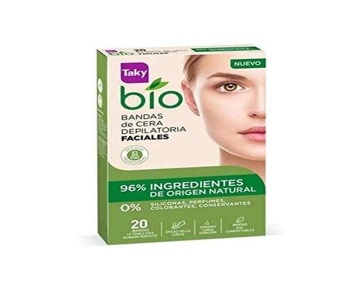 Bio Natural 0% Wax Facial Depilatory Bands 20 Units