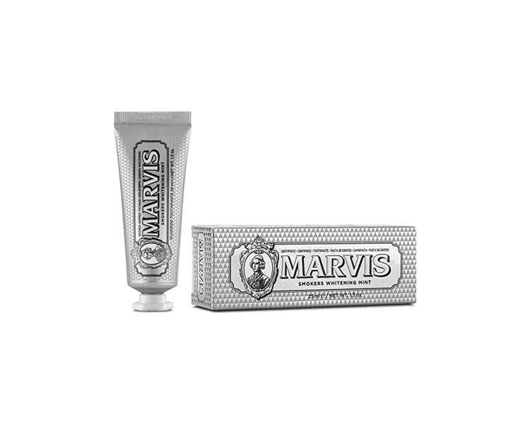 MARVIS Smokers Whitening Mint Toothpaste 25ml - Travel Size for Naturally White Teeth and Fresh Breath