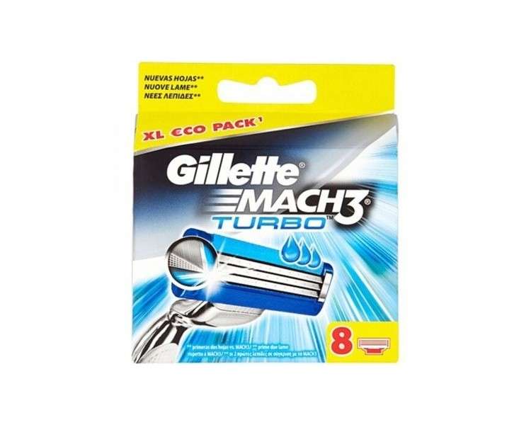 Gillette Mach 3 Turbo Razor Blades 8 Pieces