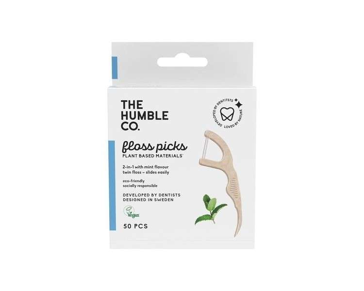 The Humble Co. Plant Based Floss Picks Fresh Mint Eco-Friendly Vegan for Your Everyday Oral Care Dentist Approved Removes Plaque and Gives a Fresh Feel 50 Count