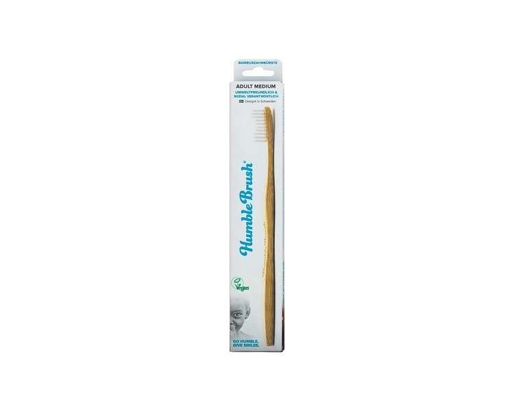 The Humble Co. Bamboo Toothbrush White Medium Bristles Biodegradable Environmentally Friendly Vegan Recommended by Dentists