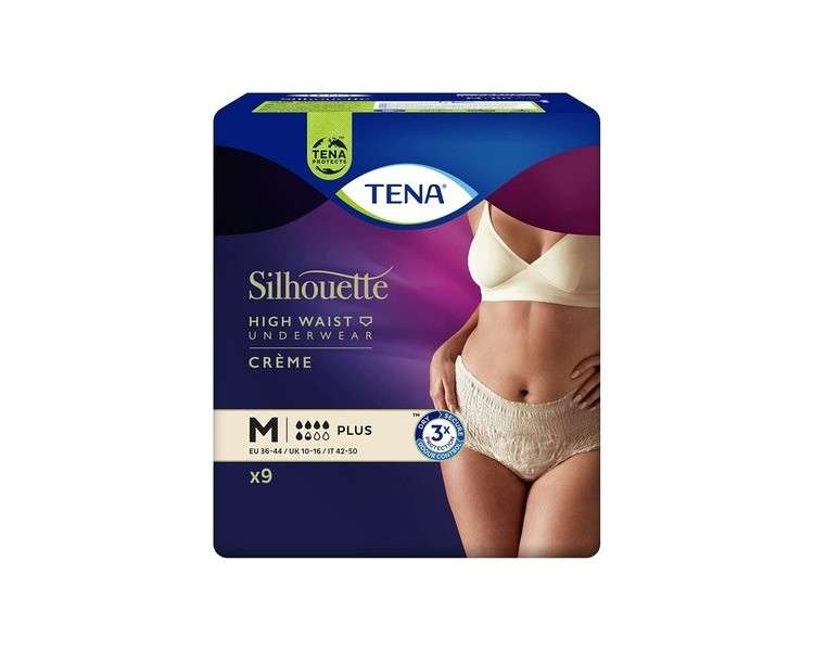 TENA Silhouette Plus Cream Incontinence Pants Medium - Pack of 9