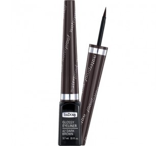 IsaDora Glossy Brown Liquid Eyeliner Waterproof Quick Dry Liquid Eye Liner Precision Felt Tip Vegan Makeup 3.7ml 42 Dark Brown