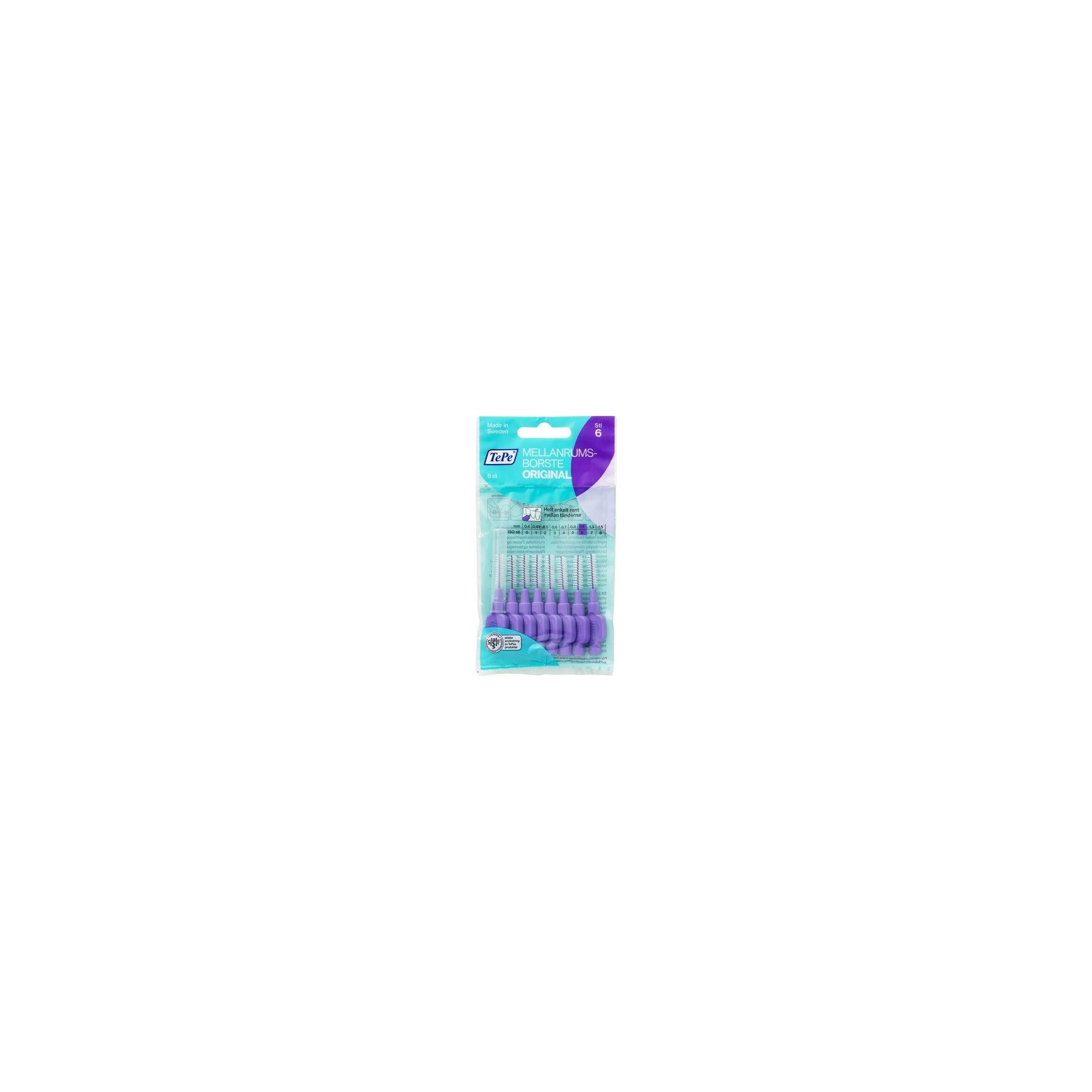 TEPE 1.1mm Size 6 Original Interdental Brush Violet 8 Count