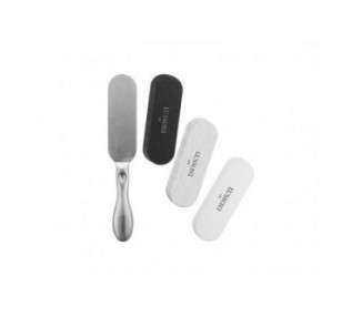 T4B LUSSONI Pedicure Set with Steel Interchangeable File Board and 15 Replacement Files - Grit 80, 100, and 180